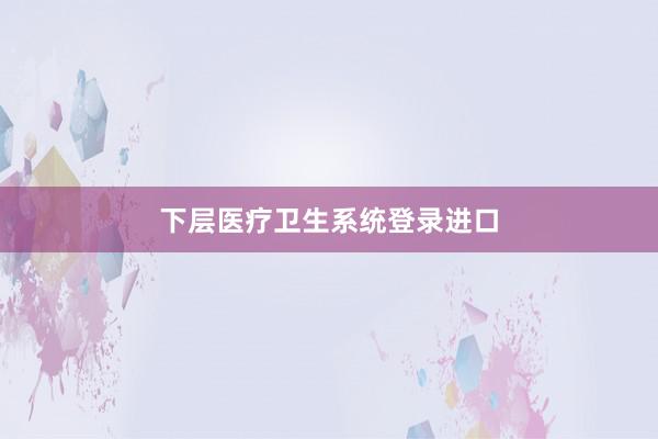 下层医疗卫生系统登录进口