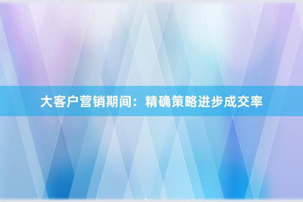 大客户营销期间：精确策略进步成交率